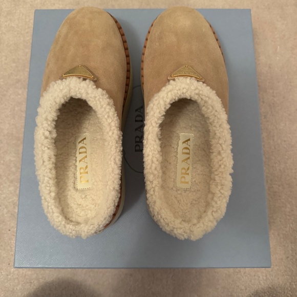 Authentic Prada Shearling Suede Mules - Picture 3 of 9